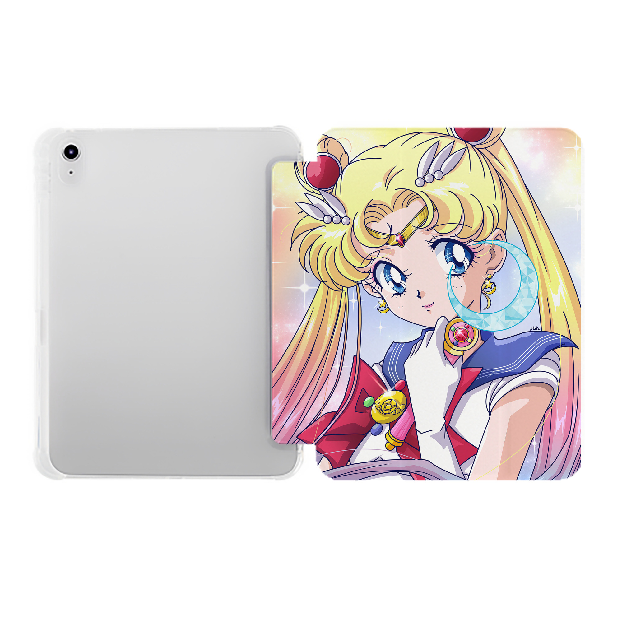 （画像用） 美少女戦士セーラームーン Sailor Moon IPad ケース ペン収納付き 三つ折りスタンド PUレザー×シリコン 対応機種9.5/10.5/10.9インチ